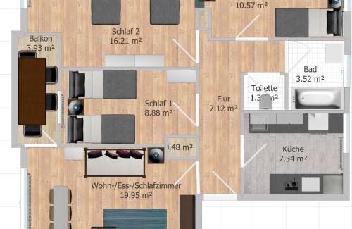 Niederzwehren Apartamento | Gemütliche Wohnung - 7 Betten - Balkon - Waschtrockner - Smart TV