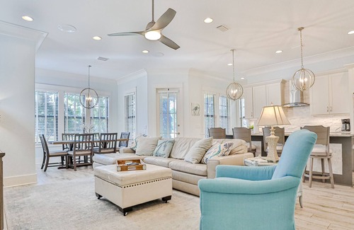 Villa Lago Casa | Golf course-front home with sunset views & golf cart - walk to Baytowne Wharf