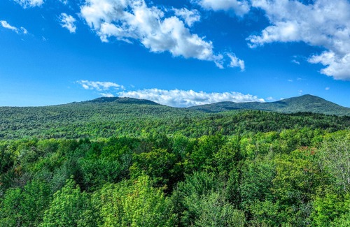 Carrabassett Valley Cabina | Gorgeous dog-friendly cabin with great view, deck, hot tub, & gas fireplace