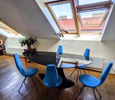 Zizkov Casa | Guestrooms, rooftop with garden, spacious living room, character and fireplace