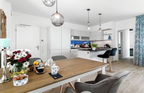 Kappeln Apartamento | "Hafenloge": luxury, sea view, 2 bedrooms, terrace, elevator, directly on the Baltic Sea.