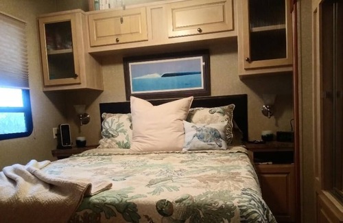Sandbridge Cabaña | Happy Place: sunset view of Back Bay from the sofa and deck- 5 min walk to Beach