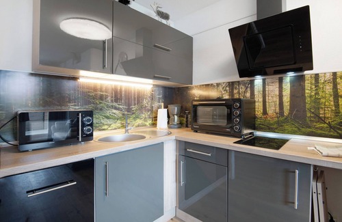 Sankt Englmar Apartamento | Apartamento vacacional 'Hella Wahnsinn' con piscina compartida, balcón y Wi-Fi