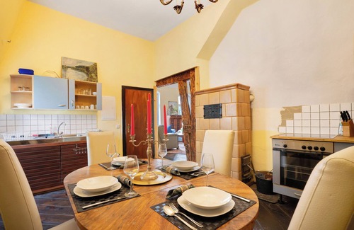Calau Apartamento | Apartamento vacacional 'Wohnen Im Alten Rittergut' con terraza privada, jardín privado y Wi-Fi
