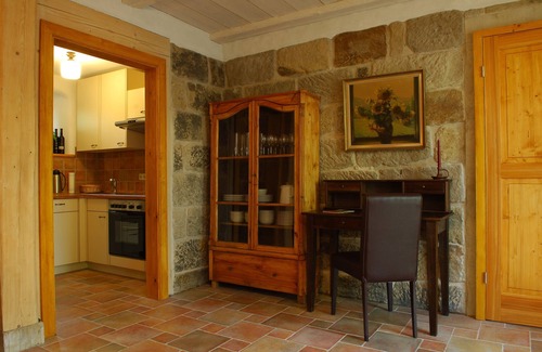 Graupa Casa | Casa de vacaciones 'Ferienhaus Zum Rundling' con terraza privada, jardín compartido y Wi-Fi