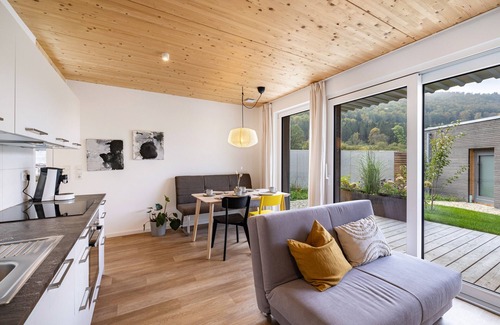 Beuron Casa | Casa de vacaciones 'Lupus 1' con vistas a la montaña, terraza privada y Wi-Fi
