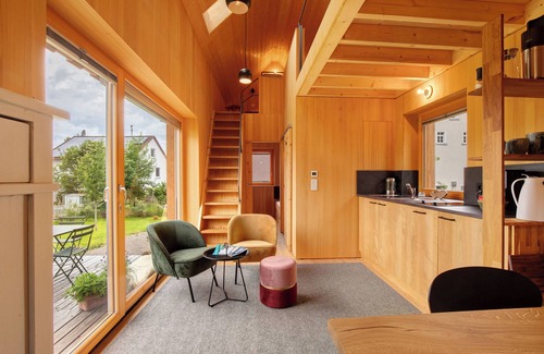 Gemarkung Mohringen Casa | Casa de vacaciones 'Tinyhaus Am Bussen' con terraza privada y jardín privado