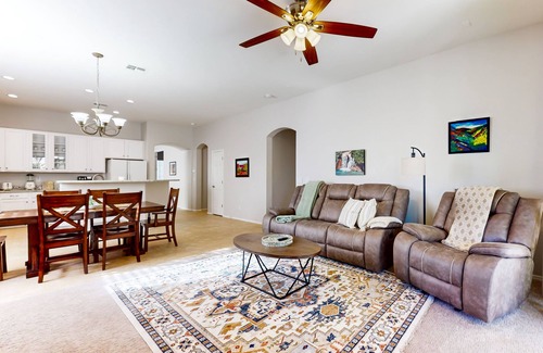Sonoran Foothills Casa | Home with private yard, office, billiards, on-site pool, hot tub & tennis courts