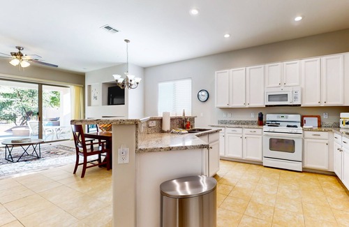 Sonoran Foothills Casa | Home with private yard, office, billiards, on-site pool, hot tub & tennis courts