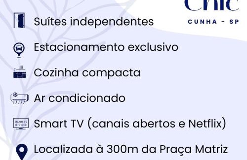 Cunha Apartamento | Hospedagem Quarto Chic centro Cunha