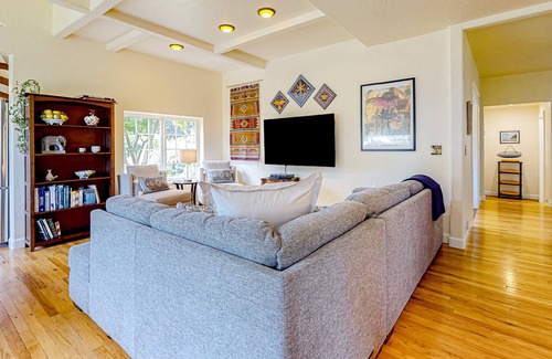 Westhaven-Moonstone Casa | Inviting home with water view, enclosed yard, hot tub, firepit, & W/D