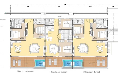 Kata Complejo | Habitación de 2 dormitorios y 2 baños con vistas al mar (H6)