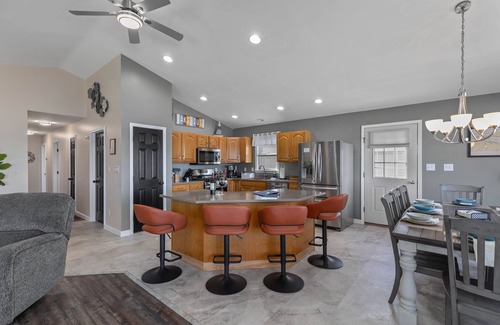 Brewerton Casa | Lakefront home, large firepit patio, Game room!