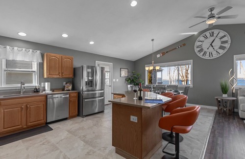 Brewerton Casa | Lakefront home, large firepit patio, Game room!