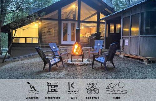 Sainte-Lucie-des-Laurentides Casa | Le1603 - Le Petit Caribou - Chalet spa et plage