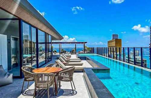 Graca Apartamento | Lindo Studio de Alto padrão no Corredor da vitória com Cozinha Completa, Piscina e Academia no Rooftop, Lavanderia e Minimercado