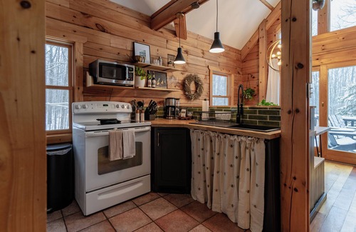 Mancelona Cabina | Log cabin, Schuss Mtn, solo stove, fireplace