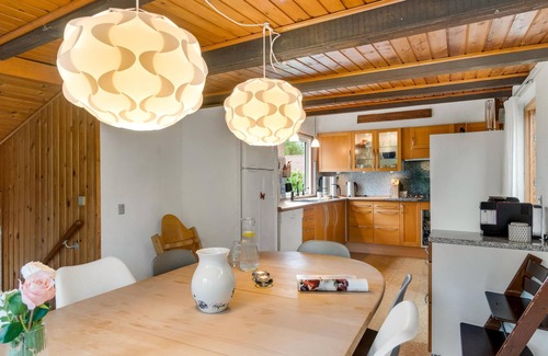 Melby Casa | Look forward to this large holiday home with Finnish wooden bath near Liseleje beach.