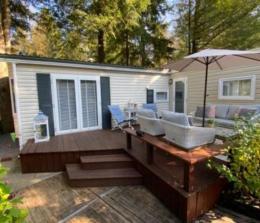 Bosgebied Hoenderloo Chalet De Esquí | Luxe Chalet met prachtig terras op de Veluwe , veel privacy