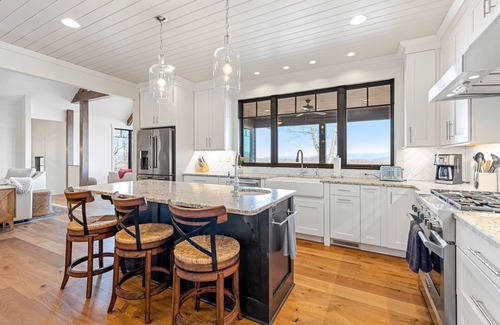 Laurel Park Casa | Luxe mountain-view retreat with private hot tub, covered deck, & chef's kitchen