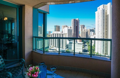 Waikiki Condominio | Lujosas vistas del condominio Waikiki Landmark Condo, Ocean y Diamond Head