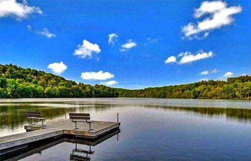 East Stroudsburg Casa | Luxury Villa- Hot Tub-King Bed Suite-Fenced Yard-Game Room-Fire Pit-Ski