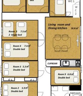 Ota Apartamento | M2-3Haneda Lex House 9BDR Max22 people 2WC 2Bath 1min from Sta FreeParking 'Private use