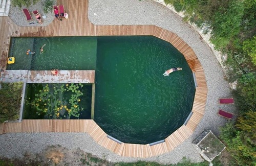 L'Isle-Bouzon Cabina | Maison Terre Cabanes de Fallot / sauna - cold bath / shared natural swimming pool