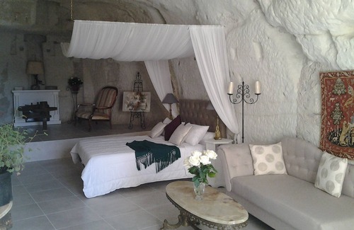 Bourre Casa | Habitación Troglo, B & B, cama queen, Chateaux de la Loire y Beauval Zoo