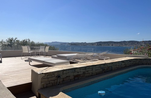Sanary-sur-Mer Casa | Casa rural provenzal - 180 ° vista al mar acceso directo al mar - Piscina