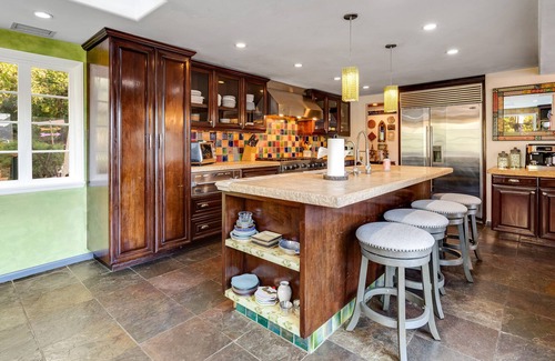 Calabasas Casa | Mediterranean paradise with lovely pool & spa, mountain-view yoga deck & patios