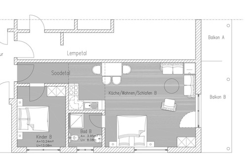 Hofgeismar Apartamento | Mehrbettzimmer mit Dusche und WC