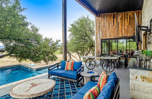 Burnet Casa | Modern charmer with gleaming lake views, pool, fireplace, & grill - dog-friendly