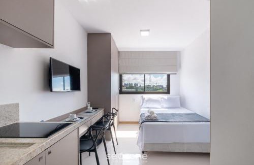 Federacao Apartamento | Estudio Moderno en condominio con piscina HFO0208