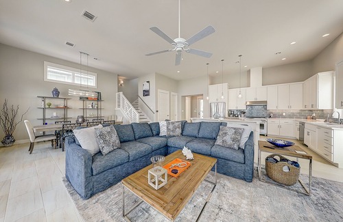 Rockport Casa | Modern, waterfront home with private pool, dock, balconies, central AC, and WiFi
