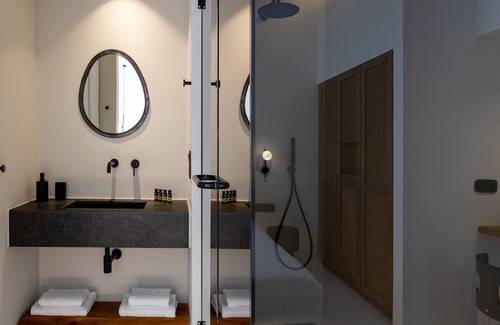 Mykonos Villa | Mykonos Town Black Villa with Cave Heated Pool
