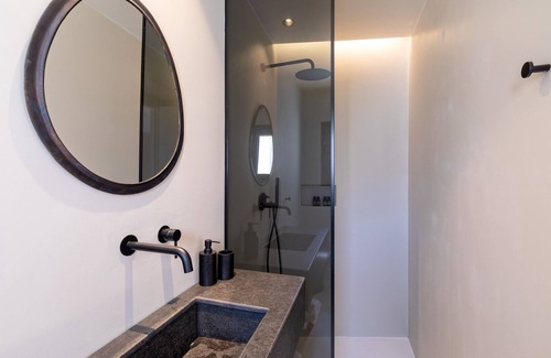 Mykonos Villa | Mykonos Town Black Villa with Cave Heated Pool