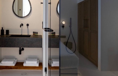Mykonos Villa | Mykonos Town Black Villa with Cave Heated Pool