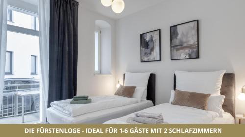 Bayreuth Apartamento | NEU FEWO FUERSTENLOGE 1-6 Pers hinter dem Markgräflichen Opernhaus - 2 Schlafzimmer mit Boxspringbetten 4 Einzel oder 2 Doppelbetten, Balkon und Einbauküche, Barrierearm