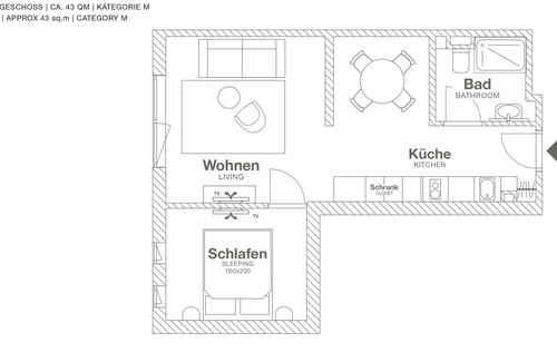 Frankfurt Airport Area Casa | NUEVA APERTURA / Aeropuerto de Frankfurt / Design-Serviced-Apartment / MEDIO 43 qm