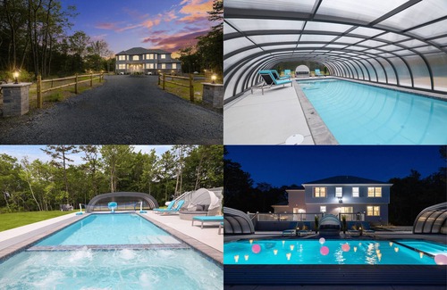 Pocono Pines Casa | NewBuild 6 EnsuiteBdrms/7Ba Private Out/Indoor Pool&Spa/Sauna/Game Floor/EV Chrg