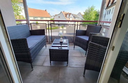 Bad Buchau Apartamento | nJoy! Federsee Getaway | Central | Coffee | Balcony