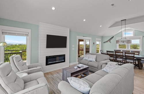 Carova Beach Casa | Ocean-view home with private pool, hot tub, beach access, grill, fireplace, deck