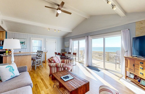 Frisco Casa | Oceanfront home w/elevator, private hot tub, shared pool, beach access, & WiFi