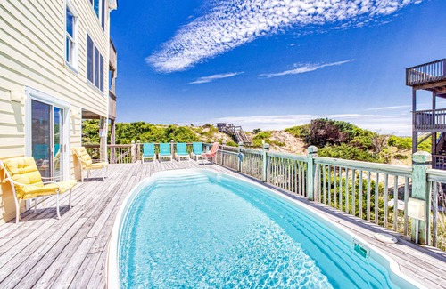 Avon Casa | Oceanfront home with private pool, hot tub, sunrise view, & huge decks - dog-friendly