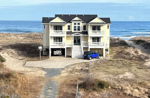 Carova Beach Casa | Playa Carova frente al mar, capacidad para 16 personas, sala de juegos, piscina, área 4x4, caballos y bombardeos