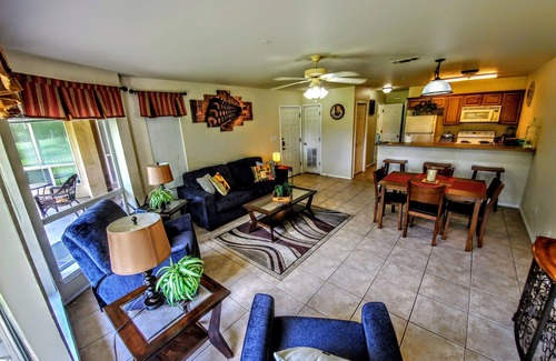 New Braunfels Condominio | Off the Hook Chardonnay Getaway, Watewheel Condos On The River, pet friendly