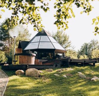 gmina Rzasnik Apartamento | Osada Poli - Domek Panoramiczny nad Narwią z Prywatną Balią i Hydromasażem