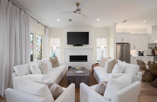 Lakeside at Blue Mountain Beach Casa | "Over the Moon" 30A Home Golf Cart Elevator Community Pool Blue Mountain Bch