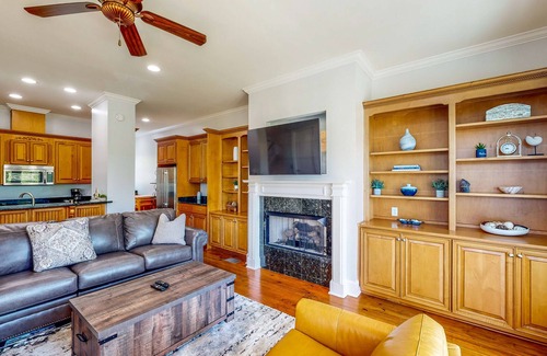 St. Marys Casa | Palm-lined home with dock access, firepit & inviting balconies